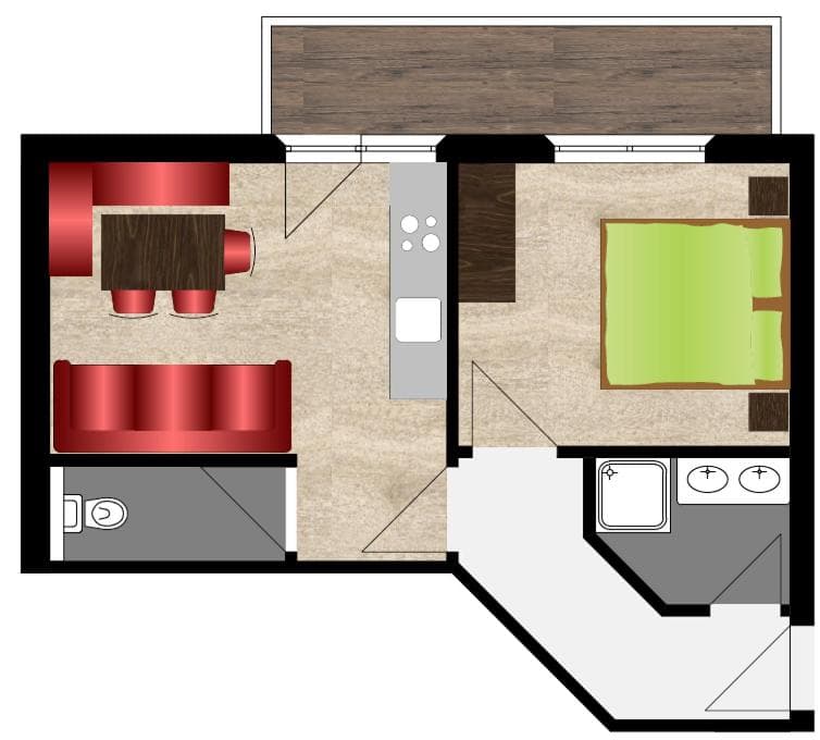 Apartment mit Balkon